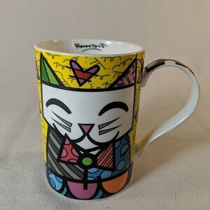 Romero Britto Bowtie Cat Heart Mug Giftcraft 2015 14072 Ceramic Multicolor Kitty